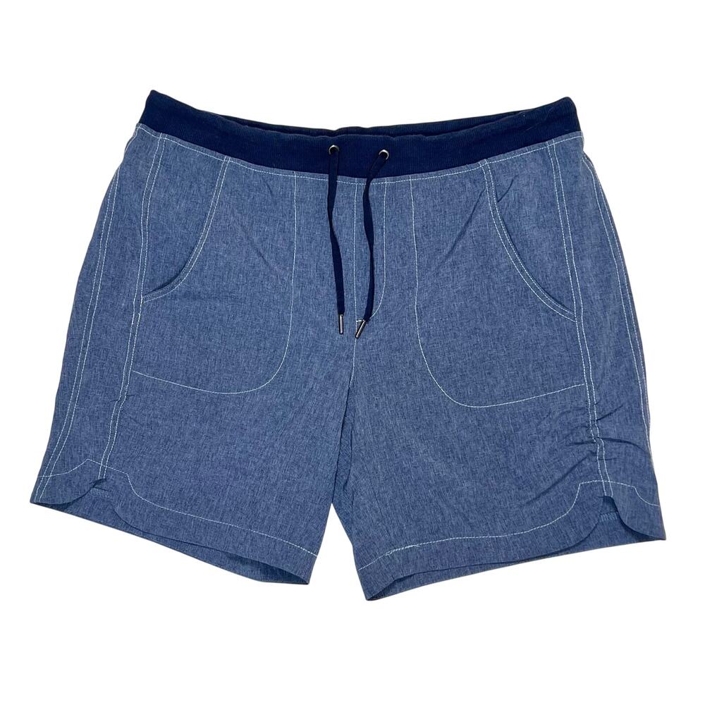 Halcyon Womens Blue Mid Rise Pull On Shorts Size M Stretch-Waist